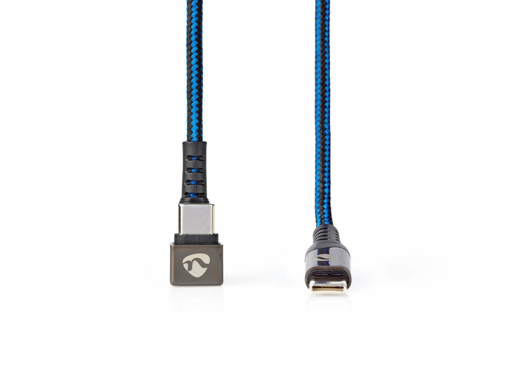 USB 2.0 Kabel | Zástrčka Type-C™ - Zástrčka Type-C™ | Herní Konektor 180 ° | 1 m | Kulatý | Opletený | Černo-modrý