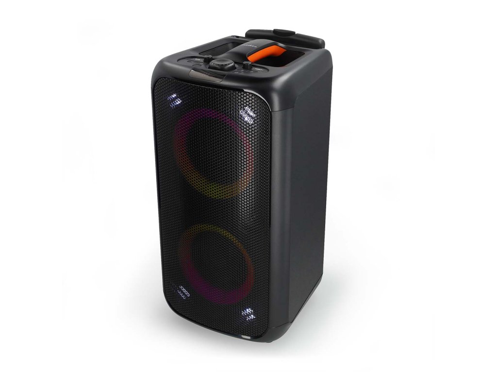 Reproduktor Bluetooth® Party | Maximální doba přehrávání na baterie: 5 hod | 240 W | Držadlo | Párty osvětlení | Ekvalizér | Černá / Oranžová
