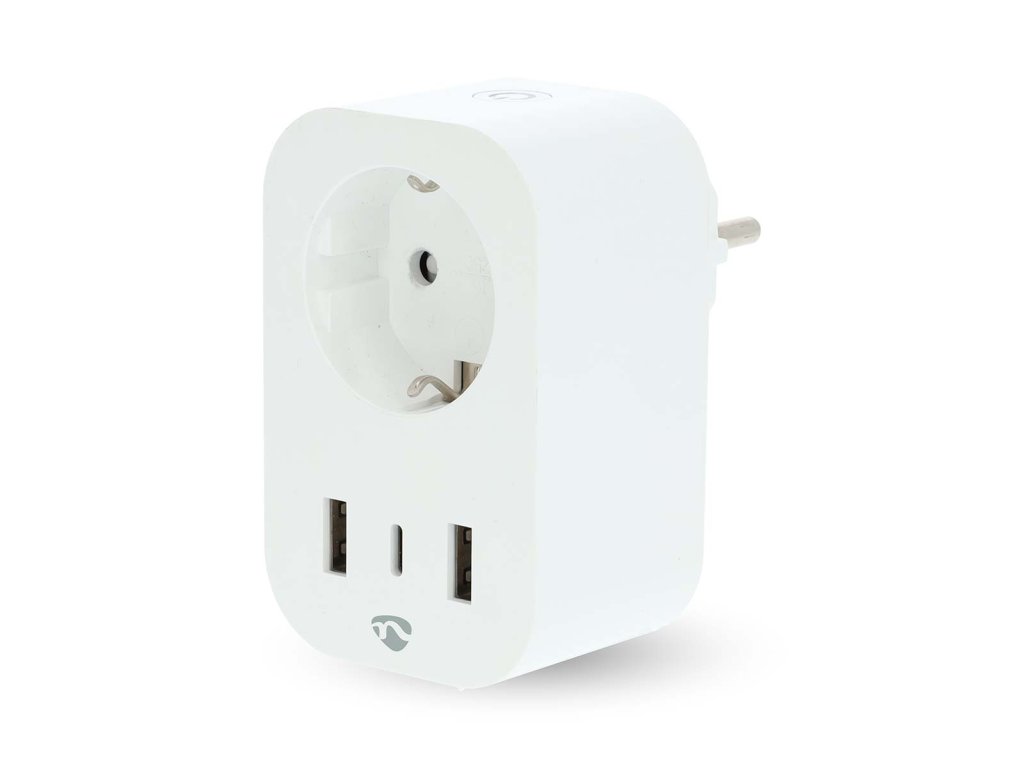 SmartLife Chytrá Zásuvka | Wi-Fi | Měřič výkonu | 3680 W | Type F (CEE 7/7) / 1x USB-C™ / 2x USB | 0 - 55 °C | Android™ / IOS | Bílá | 1 kusů