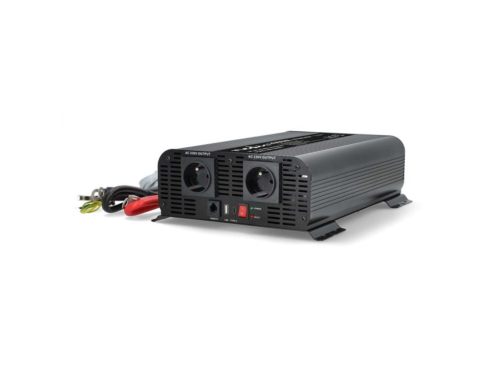 Měnič Napětí s Čistou Sinusoidou | Vstupní napětí: 24 V DC | Výstupní napájecí konektor(y): Type E (CEE 7/5) / USB-A / USB-C ™ | 230 V AC 50 Hz | 2000 W | Špičkový výstupní výkon: 4000 W | Svorkovnice | Čistá sinusová vlna |