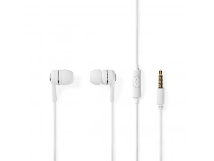 Nedis HPWD2020WT špuntová sluchátka do uší s mikrofonem, 95 dB, kabel 1.2 m, bílá