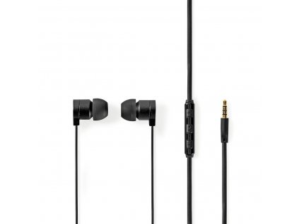 Nedis HPWD5021GY hliníková sluchátka do uší, mikrofon, plochý kabel, 1.2 m, šedá