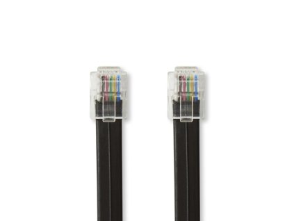 Nedis telefonní propojovací kabel zástrčka RJ12 - zástrčka RJ12, 1 m, černá (TCGP90300BK10)