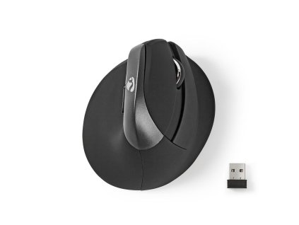 Nedis ERGOMSMWS100BK miniaturní ergonomická bezdrátová myš, 1600 dpi, 6 tlačítek, černá