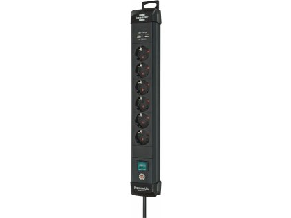 6-násobná prodlužovací lišta s USB, 3 m Premium-Line černá Brennenstuhl 1951160602