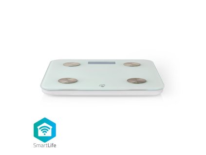 Nedis SmartLife chytrá osobní váha z tvrzeného skla, BMI, tuk, voda, kosti, svaly, bílkoviny (WIFIHS10WT)