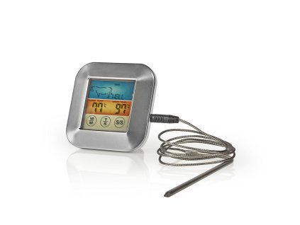 Nedis KATH106SI digitální teploměr na maso, 0–250 °C, časovač, barevný displej