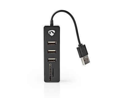 Nedis UHUBCU2320BK 3 portový USB hub USB 2.0 + čtečka paměťových karet SD/MicroSD