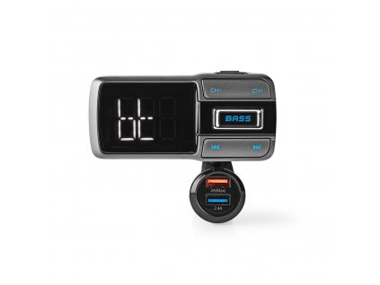 Nedis CATR101BK FM transmitter / Bluetooth® / microSD / handsfree do auta / hlasové ovládání / 2 x USB 3A a 2.4A