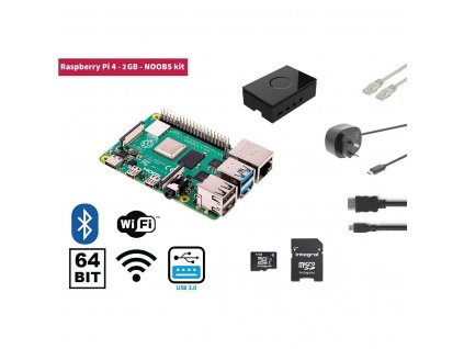 Raspberry Pi 4 2 GB Starter Kit + NOOBS Software Tool (RP4KIT2GB)