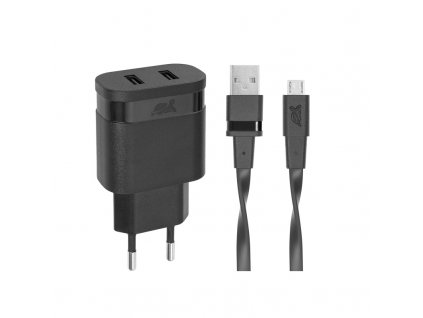 Riva Power 4123 BD1 duální síťová nabíječka 3,4A/ 2 USB, černá + micro USB kabel