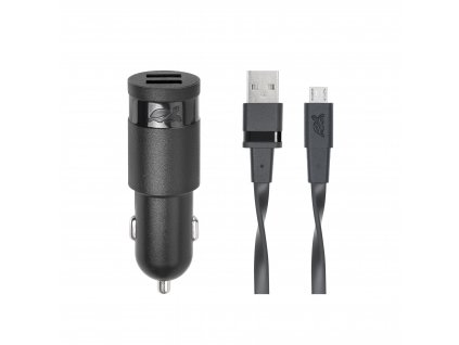 Riva Power 4222 BD1 duální automobilový adaptér  2,4A/2xUSB, černá + micro USB kabel