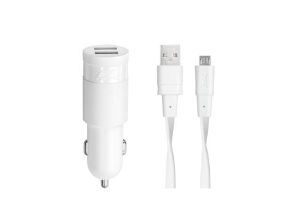 Riva Power 4222 WD1 duální automobilový adaptér  2,4A/2xUSB, bílá + micro USB kabel