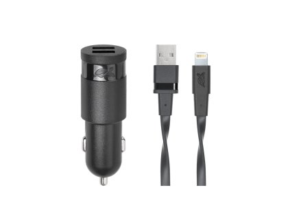 Riva Power 4225 BD2 duální automobilový adaptér  3,4A/2xUSB, černá + Mfi Apple Lightning kabel