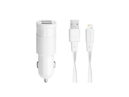 Riva Power 4225 WD2 duální automobilový adaptér  3,4A/2xUSB, bílá + Mfi Apple Lightning kabel
