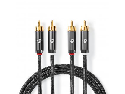 Nedis Fabritallic propojovací audio kabel zástrčka 2x cinch - zástrčka 2x cinch, 1 m (CATB24200GY10)