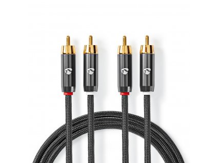 Nedis Fabritallic propojovací audio kabel zástrčka 2x cinch - zástrčka 2x cinch, 2 m (CATB24200GY20)