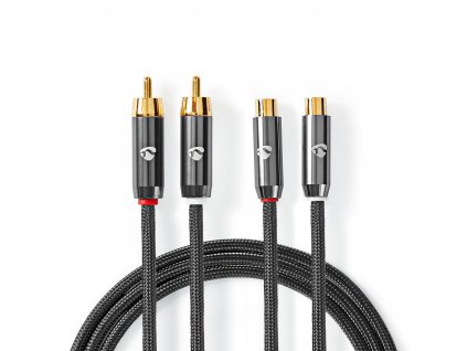 Nedis Fabritallic prodlužovací audio kabel zástrčka 2x cinch - zásuvka 2x cinch, 5 m (CATB24205GY50)