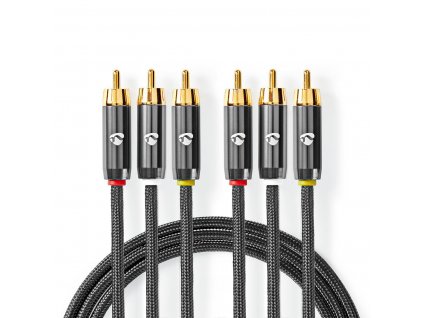 Nedis Fabritalic kompozitní A/V kabel zástrčka 3x CINCH - zástrčka 3x CINCH, 2 m (CVTB24300GY20)