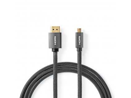 Nedis Fabritallic vysokorychlostní HDMI™ kabel, ethernet, 4K až 18 GB/s, zástrčka HDMI - zástrčka HDMI micro, 2 m (CVTB34700GY20)