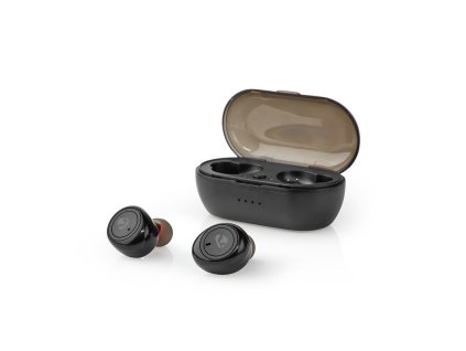 Nedis HPBT1050BK Bluetooth® bezdrátová sluchátka do uší, hlasové ovládání, 4 hod. výdrž, nabíjecí pouzdro, černá