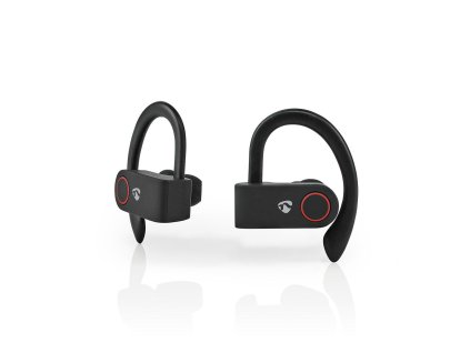 Nedis HPBT8051BK Bluetooth® bezdrátová sportovní sluchátka do uší, hlasové ovládání, 8 hod. výdrž, nabíjecí pouzdro, černá