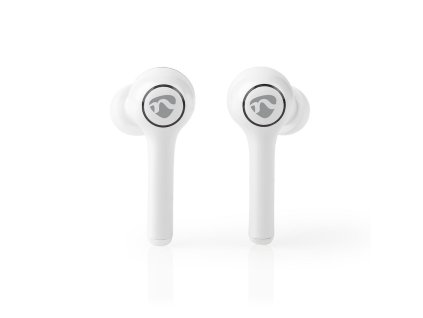 Nedis HPBT5055WT Bluetooth® bezdrátová sluchátka do uší, hlasové ovládání, 6 hod. výdrž, nabíjecí pouzdro, bílá