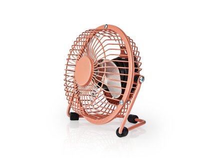 Nedis FNDK1PK10 stolní mini USB ventilátor 10 cm s kovovým tělem, starorůžový