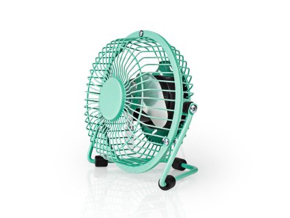 Nedis FNDK1TQ10 stolní mini USB ventilátor 10 cm s kovovým tělem, tyrkysový