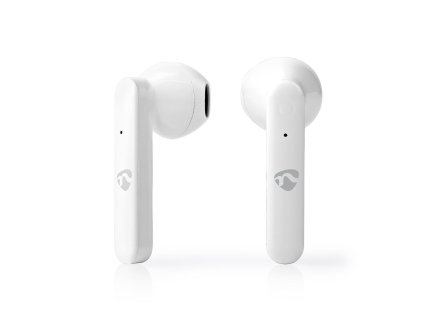 Nedis HPBT2052WT Bluetooth® bezdrátová sluchátka do uší, hlasové/dotykové ovládání, 3 hod. výdrž, nabíjecí pouzdro, bílá