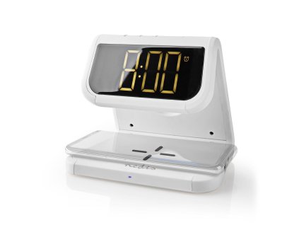 Nedis WCACQ10W1WT bezdrátová nabíječka mobilu, Qi certifikace, barevná noční LED lampička, bílá