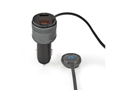 Nedis CATR124BK FM transmitter / Bluetooth® / profi mikrofon / potlačení šumu / handsfree do auta / hlasové ovládání / 2 x USB 3A a 1A