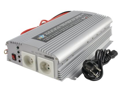 HQ měnič napětí 12 V na 230 V, 1000 W s funkcí UPS, CZ zásuvky, HQ-INV1KC/12F
