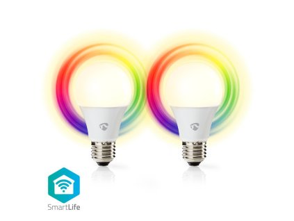 Nedis SmartLife chytrá LED žárovka E27 6W 470lm barevná + teplá bílá, sada 2 ks (WIFILC21WTE27)