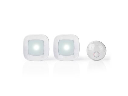Nedis DOORB220CWT2 bezdrátový zvonek, 80 dB, 36 melodií, napájený ze sítě, blikající LED, 2x přiímač, bílý