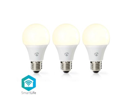 Nedis SmartLife chytrá LED žárovka E27 9W 800lm 2700 K, sada 3 ks (WIFILW32WTE27)