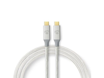 USB kabel | USB 3.2 Gen 2x2 | USB Typ-C ™ Zástrčka | USB Typ-C ™ Zástrčka | 20 Gbps | 100 W | Pozlacené | 2.00 m | Kulatý | Nylon / Opletený | Stříbrná | Box s Okénkem