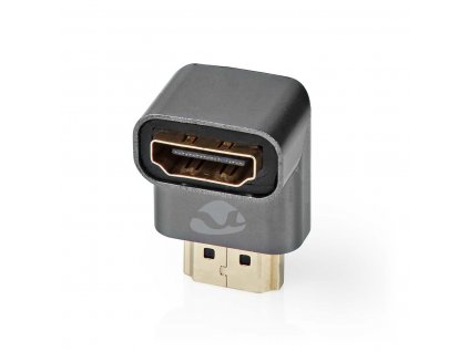 HDMI ™ Adapter | HDMI Zástrčka / Konektor HDMI ™ | HDMI Zásuvka / Výstup HDMI™ | Pozlacené | Úhlový 90° | Hliník | Šedá | 1 pc | Box s Okénkem