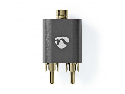 Nedis profi adaptér 2x zástrčka CINCH - zásuvka Jack 3.5mm stereo, zlacený (CAGB24940BK)