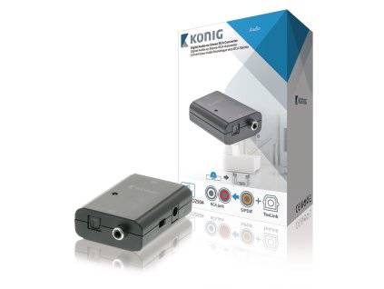 Převodník 1x TOSLINK + 1x coax RCA vstup - 2x RCA výstup KÖNIG KNACO2504