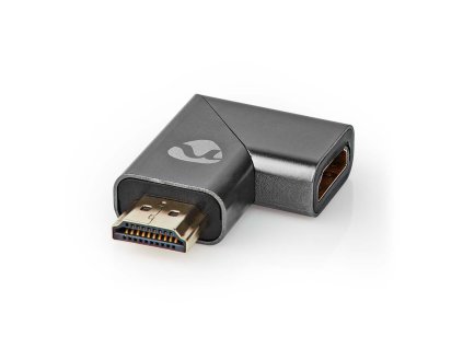 HDMI™ Adaptér | HDMI Zástrčka / Konektor HDMI ™ | HDMI Zásuvka / Výstup HDMI™ | Pozlacené | Úhlový Pravý | Hliník | Šedá | 1 ks | Box s Okénkem