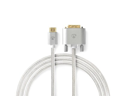 HDMI™ Kabel | Konektor HDMI ™ | DVI-D 24+1 Zástrčka | 2560x1600 | Pozlacené | 2.00 m | Opletený | Stříbrná | Box s Okénkem