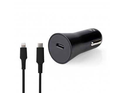 Nedis CCPDL20W111BK automobilový USB nabíjecí adaptér 1.67 A / 2.22 A / 3 A PowerDelivery 3.0 / USB-C, kabel Lightning 8-Pin 1m  / černá