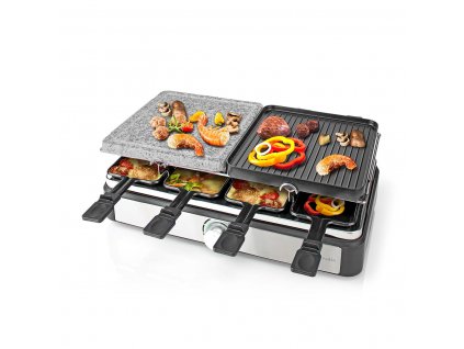 Nedis FCRA300FBK8 gourmet/raclette gril s kamennou deskou pro 8 osob, 1400 W, nastavení teploty