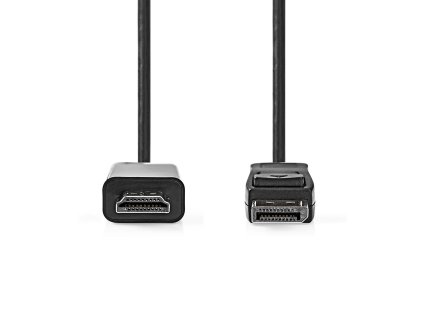 Displayport kabel | DisplayPort Zástrčka | Konektor HDMI ™ | 4K@30Hz | Poniklované | 1.0 m | Kulatý | PVC | Antracitová | Box