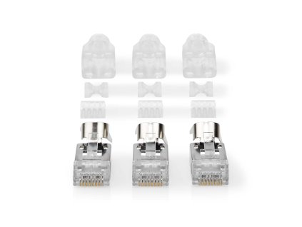 RJ45 konektor | RJ45 Pass Through | Pevný/vláknitý kabel FTP CAT7 | Přímý | Pozlacené | 10 ks | PVC | Šedá | Box