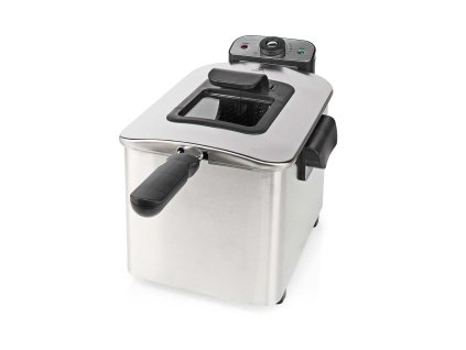 NEDIS KADF401FSR fritéza 4 l, vyjímatelná nádoba, průzor, možnost mytí v myčce, 2200 W, 90 °C-190 °C, nerez