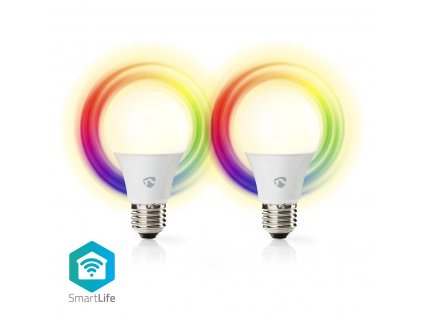 Nedis SmartLife chytrá LED žárovka E27 9W 806lm barevná + teplá/studená bílá, sada 2ks (WIFILRC20E27)