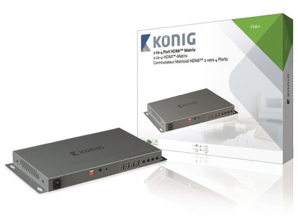 HDMI 4K2K maticový přepínač 2 vstupy na 4 výstupy König KNVMA3424