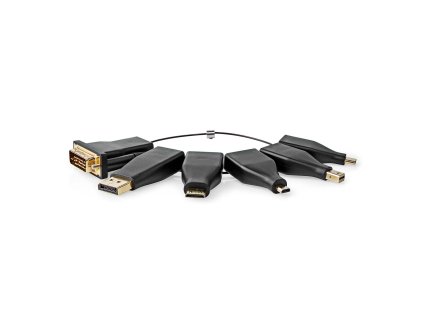 HDMI™ Adaptér | DisplayPort Zástrčka / DVI-D 24+1 Zástrčka / HDMI ™ Mini Connector / Mikro konektor HDMI ™ / Mini DisplayPort Zástrčka / USB-C™ Zástrčka | HDMI ™ Zásuvka | Pozlacené | Přímý | PVC | Černá | 6 ks | Box